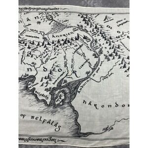LORD OF THE RINGS MIDDLE EARTH MAP SCARF W/MINOR FLAWS SEE PIC measures 34by70